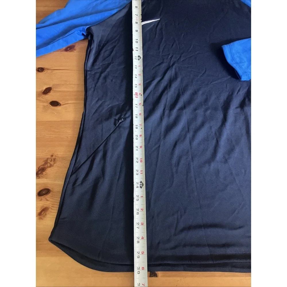 Nike Dri-FIT Blue Pullover Hoodie Mens L Polyester Swoosh Slim Fit